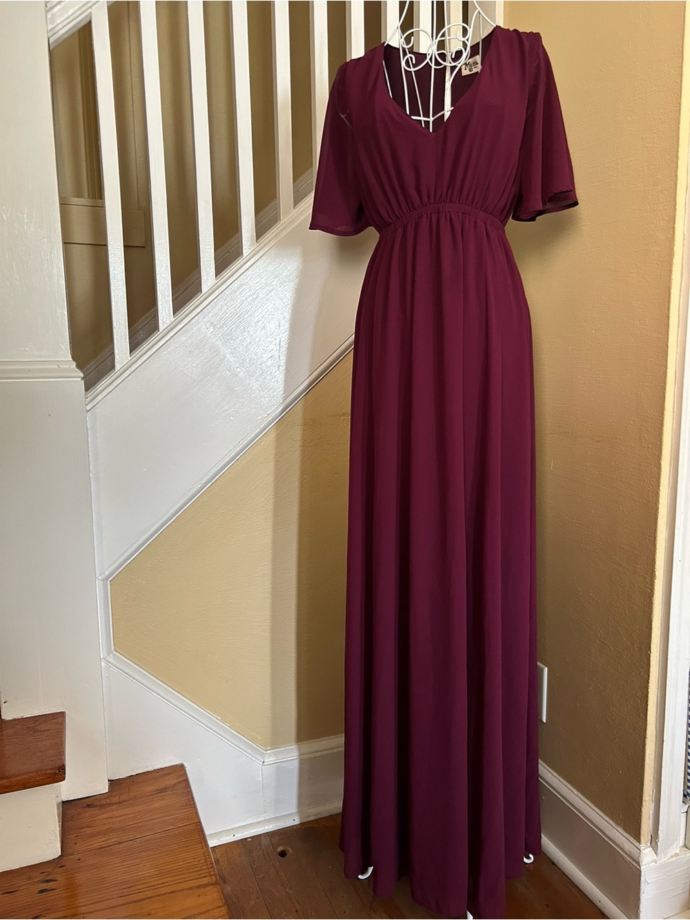 Show Me Your Mumu Emily Deep Raspberry Maxi Dress with Flutter Sleeves